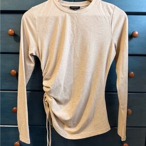 Dynamite Beige Ruched Long Sleeve Top